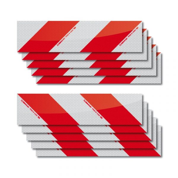 Kit de 10 Bandes (2G+2D) Rouge-Blanc CL. B - 560 x 140 mm