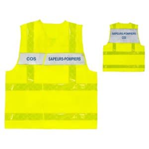 Gilet Haute Visibilité - Bandes Jaunes - Sapeurs-Pompiers COS
