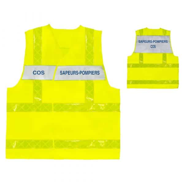 Gilet Haute Visibilité - Bandes Jaunes - Sapeurs-Pompiers COS