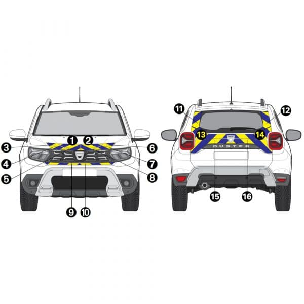 Kit Jaune-Bleu Partiel – DACIA Duster (2021)
