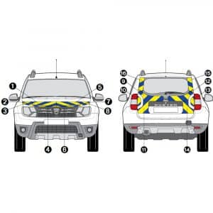 Kit Jaune-Bleu AVT+ARR PARTIEL - DACIA Duster (2010-2017)