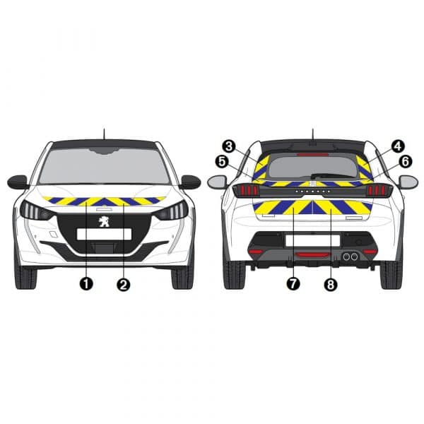 Kit Jaune-Bleu Partiel - PEUGEOT 208 5 Portes (2019-)