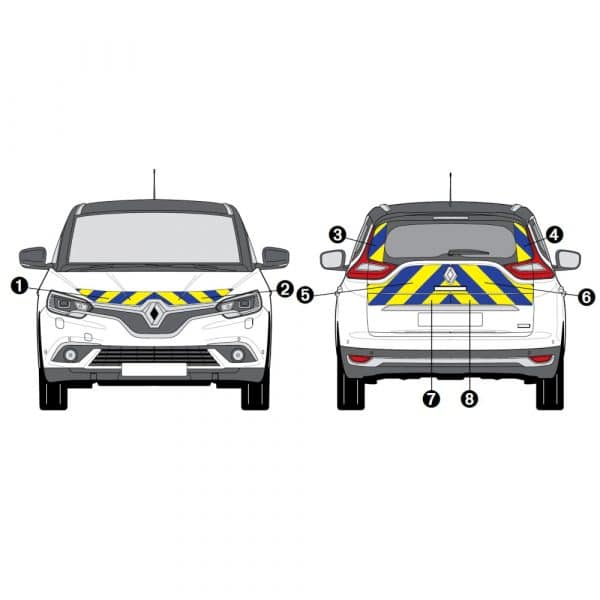 Kit Jaune-Bleu AVT+ARR PARTIEL - RENAULT Scénic 4 Long (2017)
