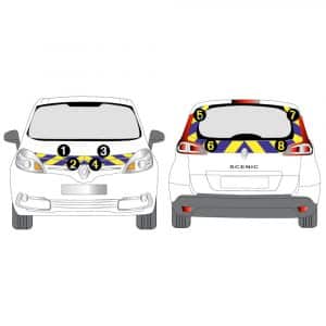 Kit Jaune-Bleu AVT+ARR PARTIEL - RENAULT Scénic 3 Court Ph. 3 (2013)