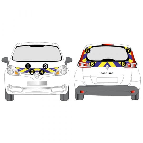 Kit Jaune-Bleu AVT+ARR PARTIEL - RENAULT Scénic 3 Court Ph. 3 (2013)