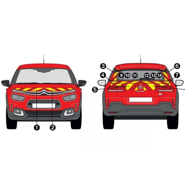 Kit Jaune-Rouge AVT+ARR PARTIEL - CITROËN C4 Cactus (2018-)