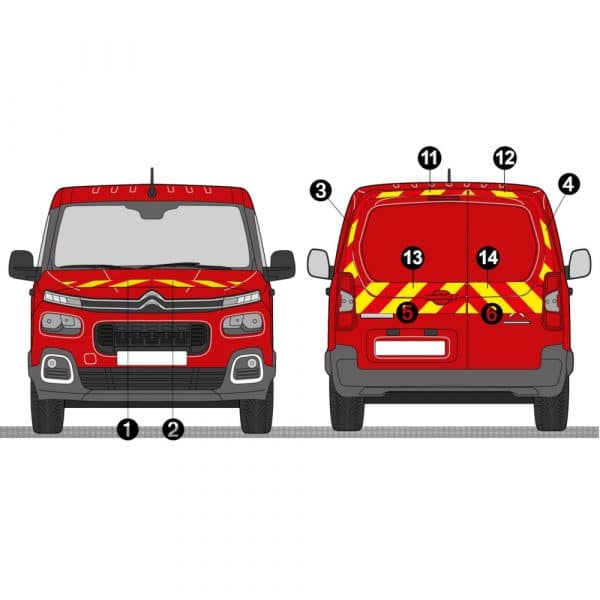 Kit Jaune-Rouge AVT+ARR PARTIEL – CITRÖEN e-Berlingo 2 Portes (2021)
