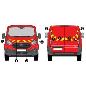 Kit Jaune-Rouge AVT+ARR PARTIEL - FORD Transit Custom 2 Portes (2018)