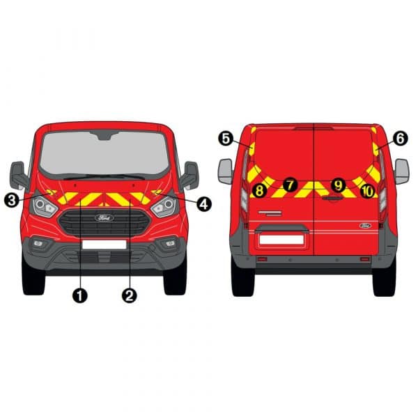 Kit Jaune-Rouge AVT+ARR PARTIEL - FORD Transit Custom 2 Portes (2018)