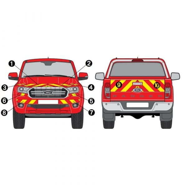 Kit Jaune-Rouge AVT+ARR PARTIEL - FORD Ranger (2020)