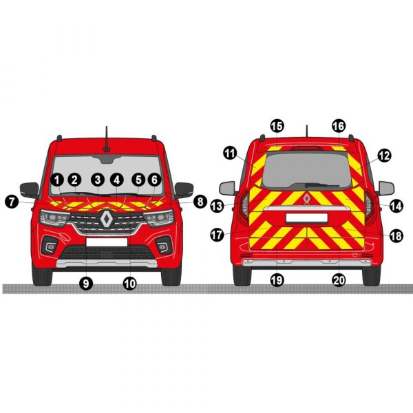 Kit Jaune-Rouge Total – RENAULT Kangoo à Hayon (2021-2024)