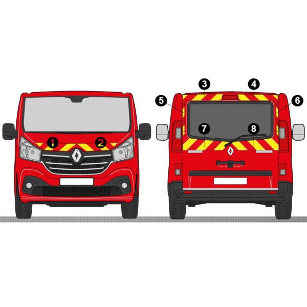 Kit Jaune-Rouge Partiel – RENAULT Trafic H1 à Hayon (2021)