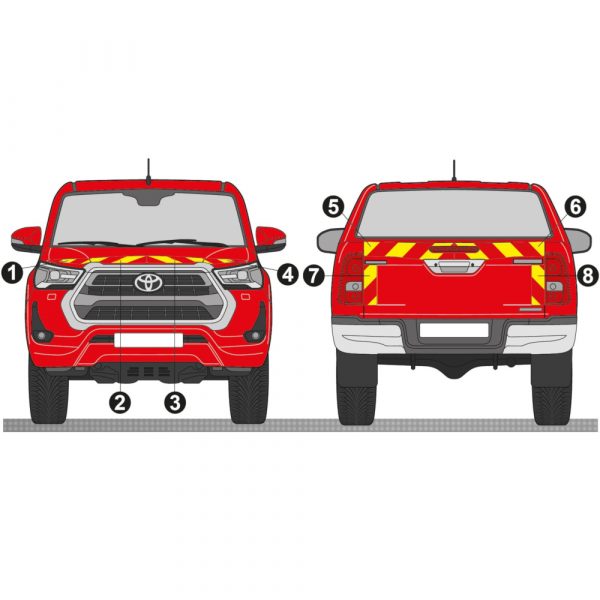 Kit Jaune-Rouge AVT+ARR PARTIEL - TOYOTA Hilux (2021)