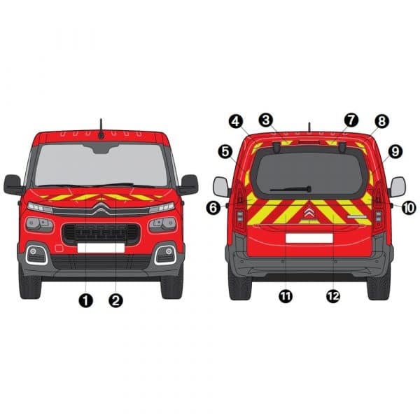 Kit Jaune-Rouge AVT+ARR PARTIEL - CITRÖEN Berlingo à Hayon (2018-)