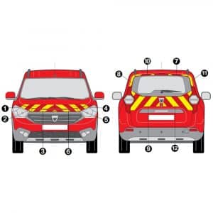 Kit Jaune-Rouge AVT+ARR PARTIEL - DACIA Lodgy (2012-2022)