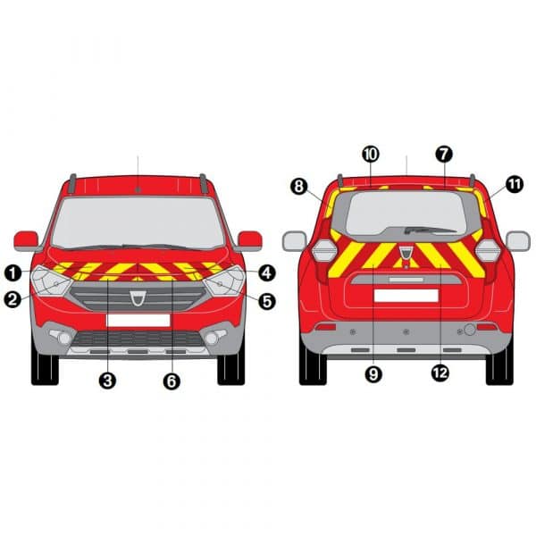 Kit Jaune-Rouge AVT+ARR PARTIEL - DACIA Lodgy (2012-2022)