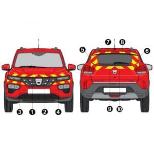 Kit Jaune-Rouge AVT+ARR PARTIEL - DACIA Spring (2021)