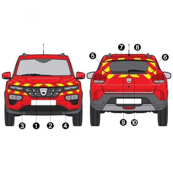 Kit Jaune-Rouge AVT+ARR PARTIEL - DACIA Spring (2021)