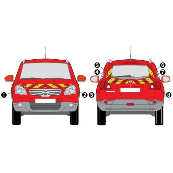 Kit Jaune-Rouge AVT+ARR PARTIEL - NISSAN Qashqai (2008-2013)