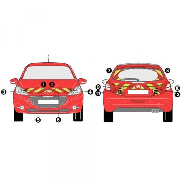 Kit Jaune-Rouge Partiel - PEUGEOT 208 (2016-2019)