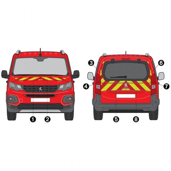 Kit Jaune-Rouge Partiel - PEUGEOT Rifter à Hayon (2018-2023)
