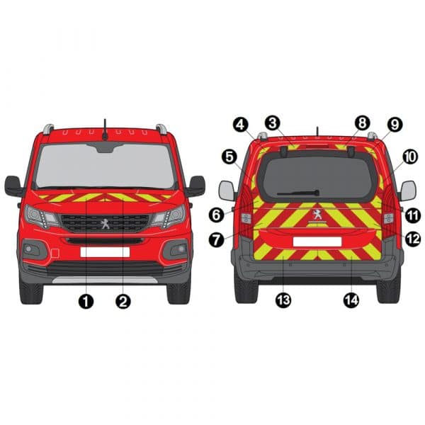 Kit Jaune-Rouge AVT+ARR TOTAL - PEUGEOT Rifter à Hayon (2018)
