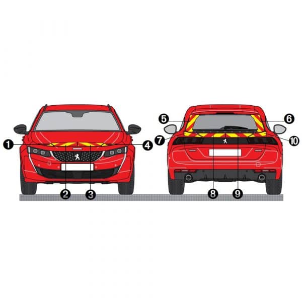 Kit Jaune-Rouge AVT+ARR PARTIEL - PEUGEOT 508 SW (2018)