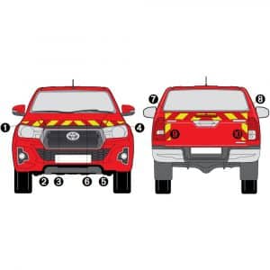 Kit Jaune-Rouge AVT+ARR PARTIEL - TOYOTA Hilux Phase 2 (2018)