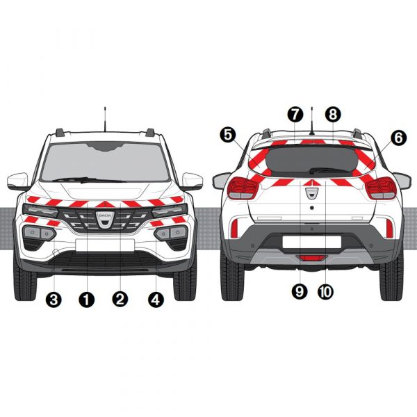 Kit Rouge-Blanc CL. A AVT+ARR+LAT – DACIA Spring (2021)