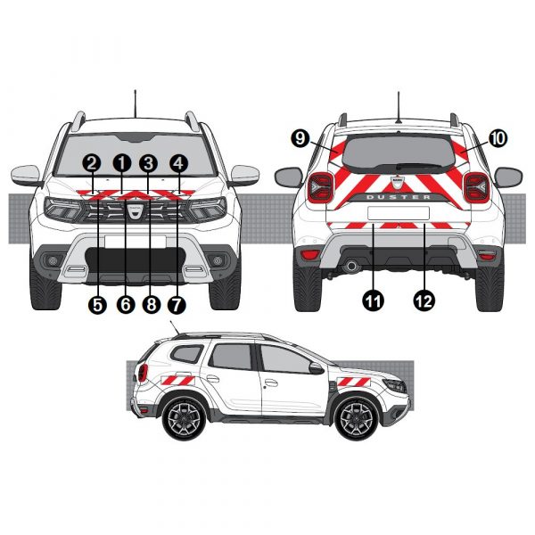 Kit Rouge-Blanc CL. A AVT+ARR+LAT - DACIA Duster (2021)