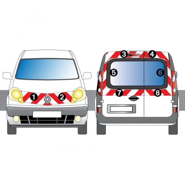 Kit Rouge-Blanc CL. A AVT+ARR+LAT - RENAULT Kangoo 2P (2008-2012)