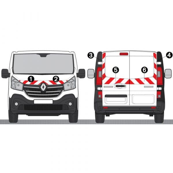 Kit Rouge-Blanc CL. A Std. - RENAULT Trafic H1 2P Tôlées (2019-2020)