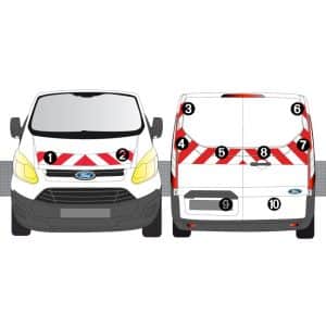 Kit Rouge-Blanc CL.B AVT+ARR+LAT - FORD Transit Custom 2P (2012-2016)