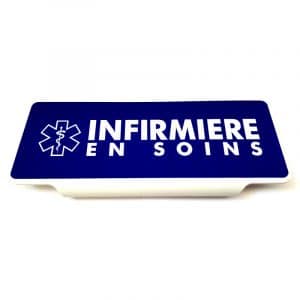 Plaque Pare-Soleil Infirmière en Soins Rétroréfléchissante - Bleu
