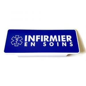 Plaque Pare-Soleil Infirmier en Soins Rétroréfléchissante – Bleu