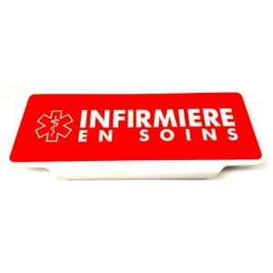 Plaque pare-soleil Infirmière en Soins - Rouge - Rétroréfléchissante