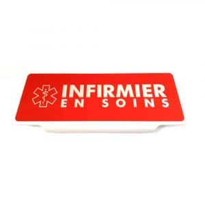Plaque pare-soleil Infirmier en Soins - Rouge - Rétroréfléchissante