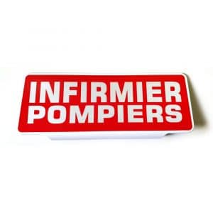 Plaque pare-soleil INFIRMIER POMPIERS - Rétroréfléchissante