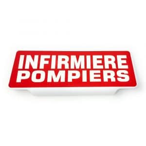Plaque pare-soleil INFIRMIERE POMPIERS - Rétroréfléchissante