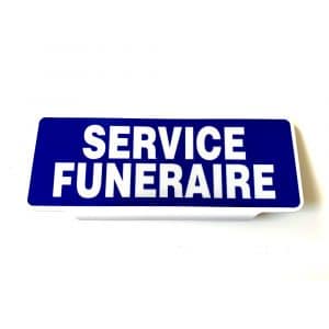 Plaque pare-soleil SERVICE FUNERAIRE - Rétroréfléchissante