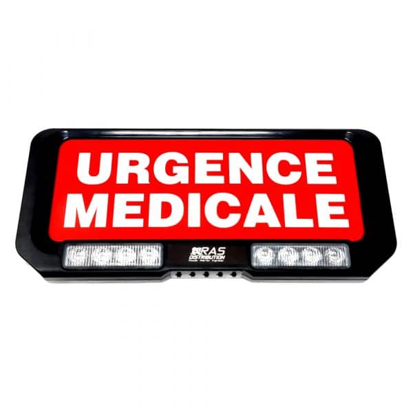 Plaque pare-soleil URGENCE MEDICALE - Lumineuse avec feux à éclats