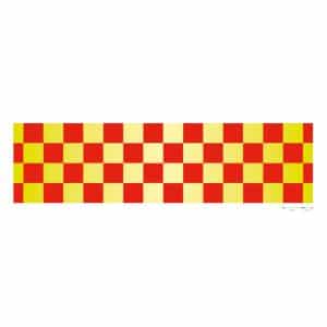 Feuille de Damiers (10  x 10 cm) Jaune-Rouge Orafol - 150 cm x 40 cm
